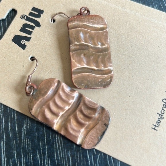 Copper Patina Earrings - Coral Waves NWT! - Picture 2 of 3